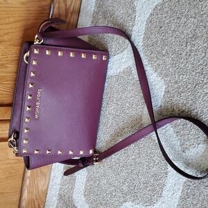 Michael Kors purple leather gold stud purse